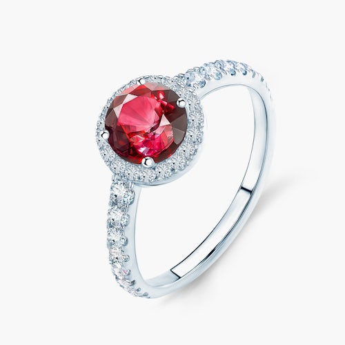 Pierścionek zaręczynowy This is Love: białe złoto, rubin